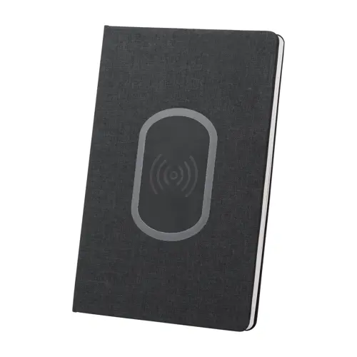 Block notes A5 con caricatore wireless integrato sulla copertina e 80 fogli a righe