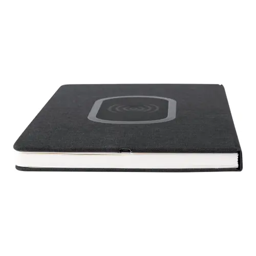 Block notes A5 con caricatore wireless integrato sulla copertina e 80 fogli a righe