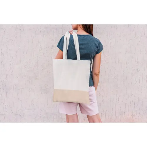 Shopper in cotone e finiture in Juta con manici lunghi da 120gr 37x41cm