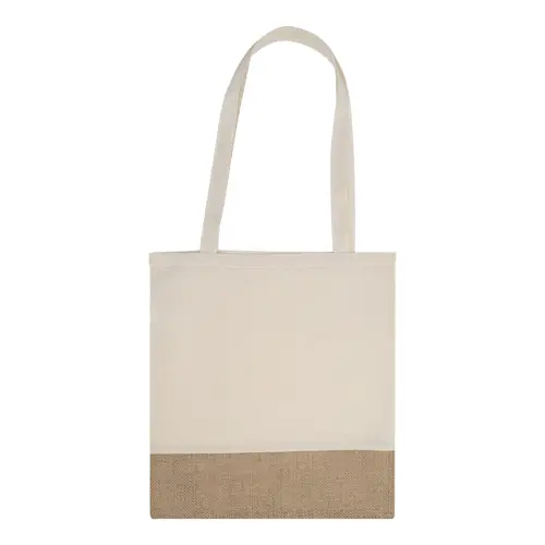 Shopper in cotone e finiture in Juta con manici lunghi da 120gr 37x41cm