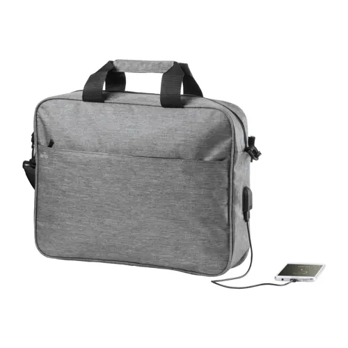Borsa porta pc da 15" in poliestere 600D con protezione RFID e connessione USB integrata per power bank 38x9x30cm