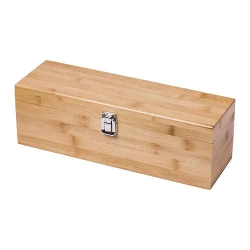 Set vino in scatola di legno di bambù con scomparto bottiglia e utensili