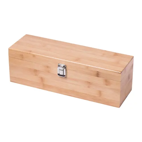 Set vino in scatola di legno di bambù con scomparto bottiglia e utensili