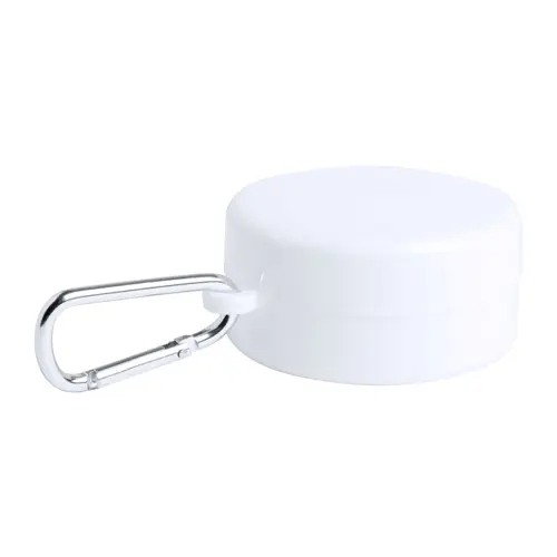 Bicchiere pieghevole in plastica con portapillole e moschettone in metallo da 220ml