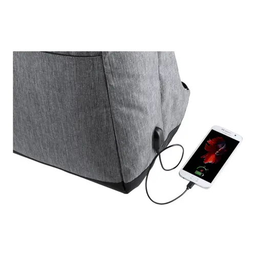 Zaino porta pc antitaccheggio da 15" in poliestere 600D con connettore USB integrato per power bank e aggancio trolley