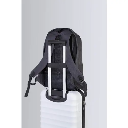 Zaino porta pc antitaccheggio da 15" in poliestere 600D con connettore USB integrato per power bank e aggancio trolley