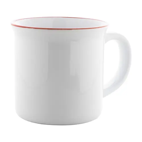 Tazza vintage in ceramica con rifinitura colorata sul bordo ideale per sublimazione 300ml