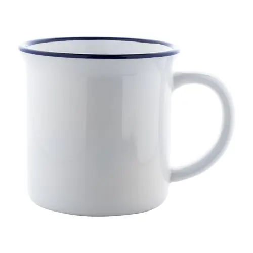 Tazza vintage in ceramica con rifinitura colorata sul bordo ideale per sublimazione 300ml