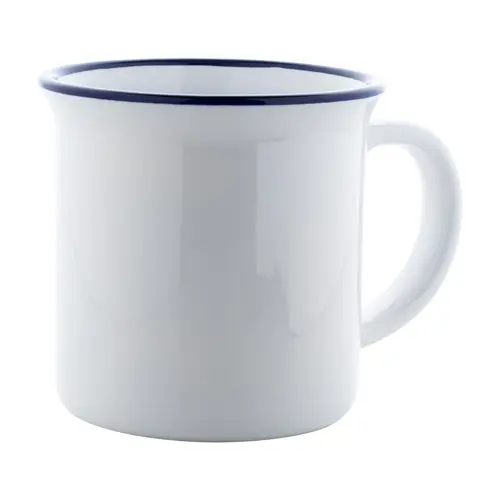 Tazza vintage in ceramica con rifinitura colorata sul bordo ideale per sublimazione 300ml