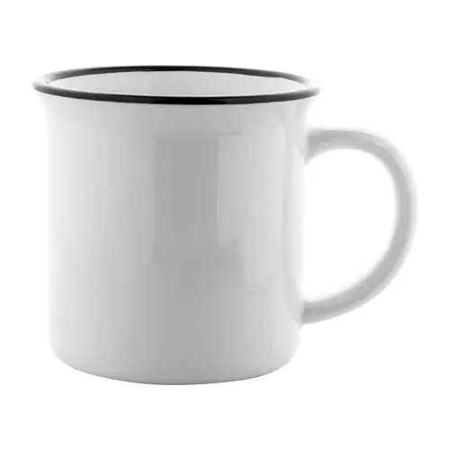 Tazza vintage in ceramica con rifinitura colorata sul bordo ideale per sublimazione 300ml