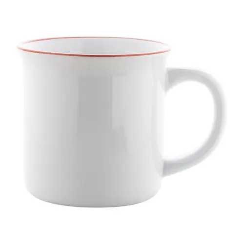 Tazza vintage in ceramica con rifinitura colorata sul bordo ideale per sublimazione 300ml