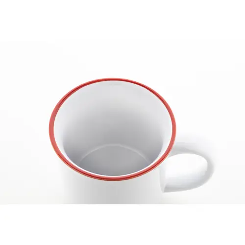 Tazza vintage in ceramica con rifinitura colorata sul bordo ideale per sublimazione 300ml