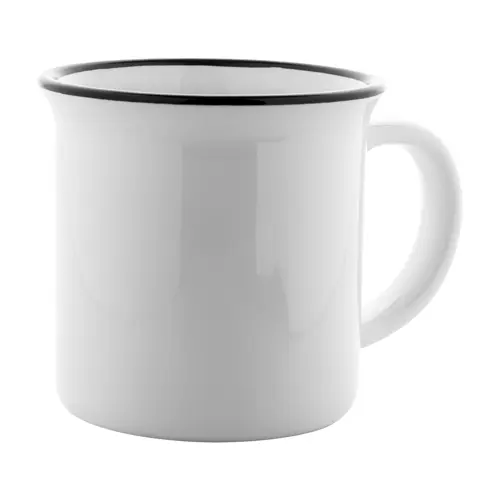 Tazza vintage in ceramica con rifinitura colorata sul bordo ideale per sublimazione 300ml
