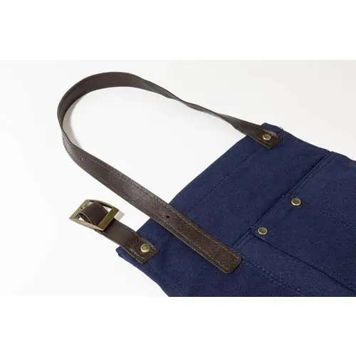 Grembiule in cotone da 340gr con tasche e cinghie in PU