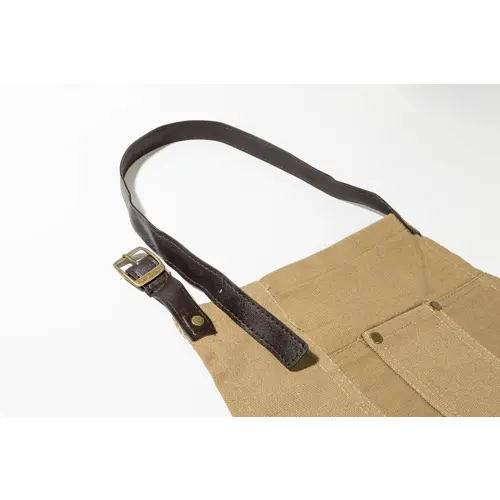 Grembiule in cotone da 340gr con tasche e cinghie in PU