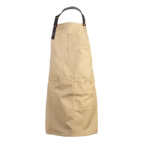 Grembiule in cotone da 340gr con tasche e cinghie in PU