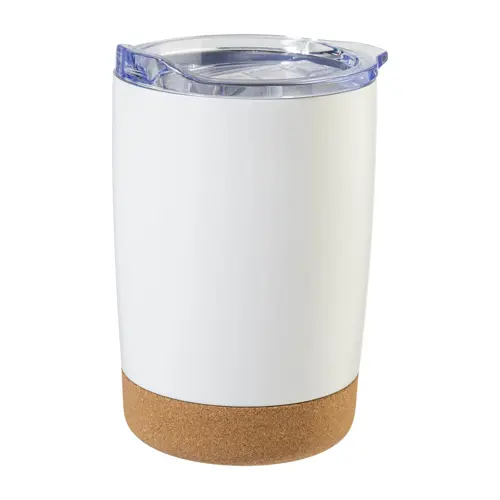 Tazza termica inox dal 380ml con base sughero e coperchio trasparente