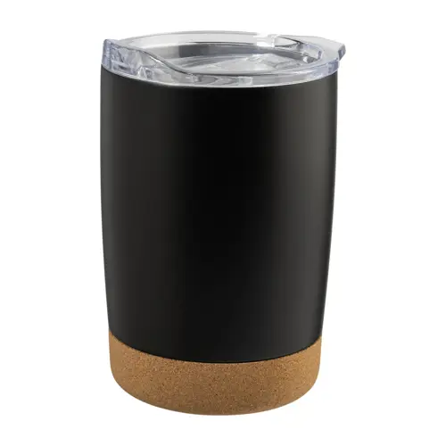Tazza termica inox dal 380ml con base sughero e coperchio trasparente