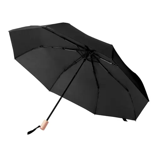 Ombrello pieghevole antivento in RPET con manico in legno e apertura manuale ø950mm