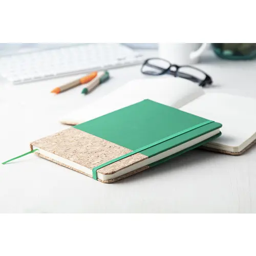 Block Notes A5 con copertina in sughero e pelle PU e 98 fogli neutri con cinturino e segnalibro in coordinati