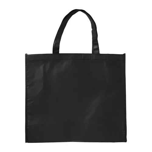 Shopper in RPET a soffietto con finitura laminata in diverse colorazioni con mainici lunghi da 105gr 42x35x15cm