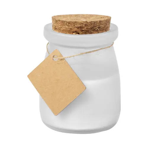 Candela in vaso di vetro e coperchio in sughero