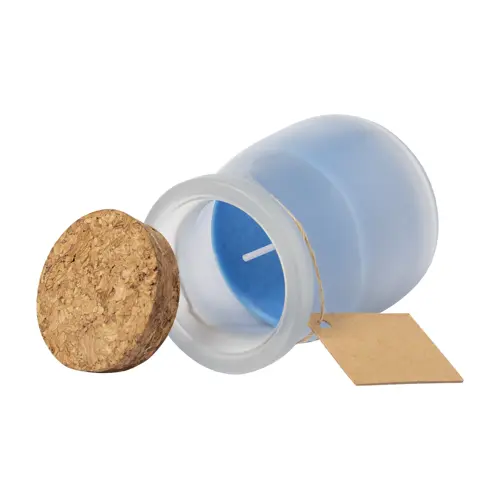 Candela in vaso di vetro e coperchio in sughero