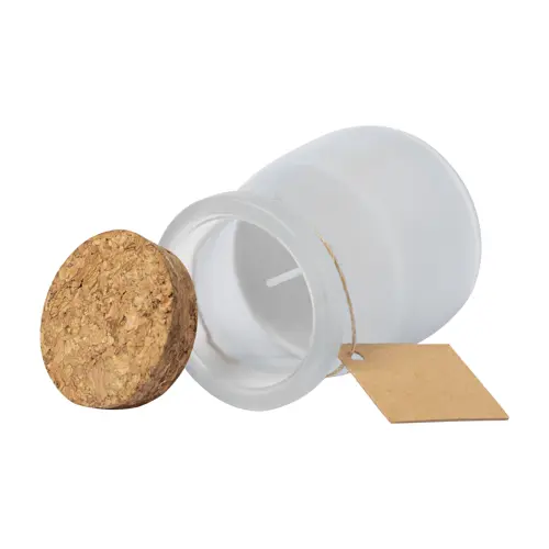 Candela in vaso di vetro e coperchio in sughero