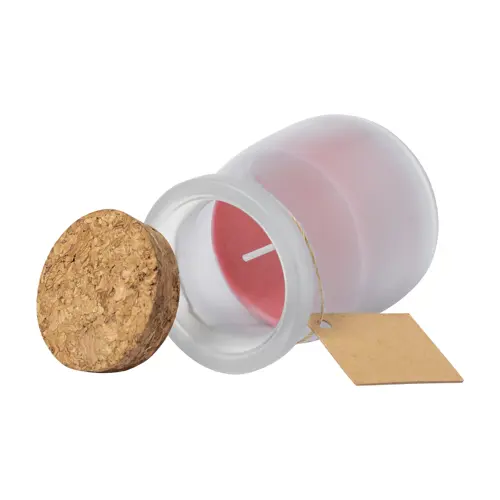 Candela in vaso di vetro e coperchio in sughero