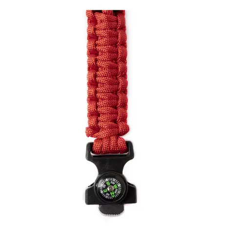 Bracciale sopravvivenza in paracord di nylon con bussola fischietto e pietra focaia 255×34×11 mm