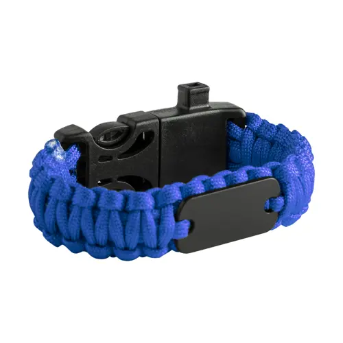 Bracciale sopravvivenza in paracord di nylon con bussola fischietto e pietra focaia 255×34×11 mm