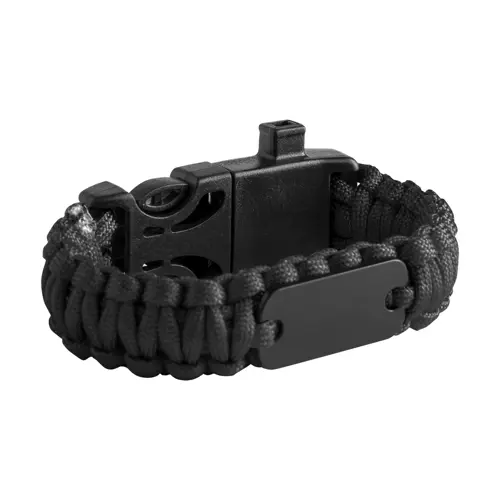 Bracciale sopravvivenza in paracord di nylon con bussola fischietto e pietra focaia 255×34×11 mm