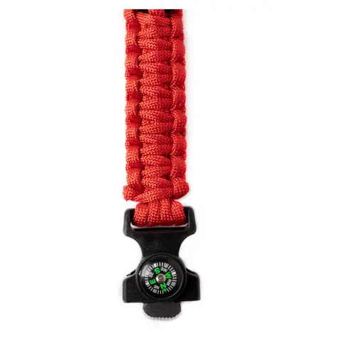 Bracciale sopravvivenza in paracord di nylon con bussola fischietto e pietra focaia 255×34×11 mm