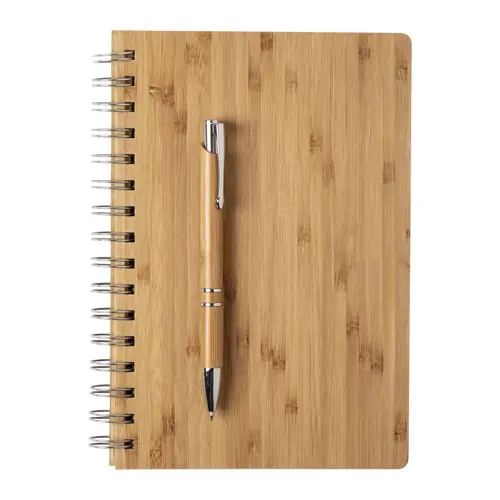 Set block notes A5 e penna in bambù in confezione regalo