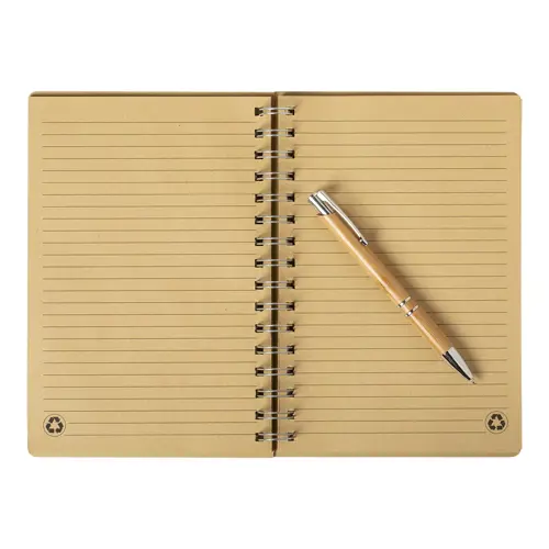 Set block notes A5 e penna in bambù in confezione regalo