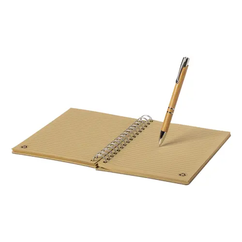 Set block notes A5 e penna in bambù in confezione regalo