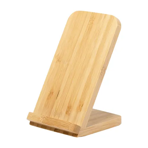 Supporto per smartphone  e caricatore wireless in bambù da 5W