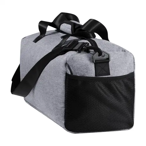 Borsone sportivo in poliestere 600D con tasche laterali in rete e tracolla regolabile 45x22x21cm