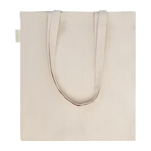Shopper in 100% Cotone biologico con manici lunghi in colore naturale da 120gr 38x42cm