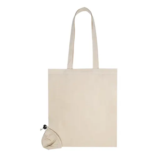 Shopper pieghevole in 100% cotone biologico con manici lunghi da 120gr 38x42cm