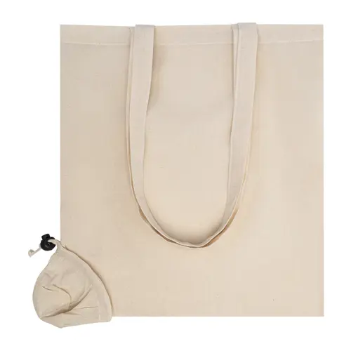 Shopper pieghevole in 100% cotone biologico con manici lunghi da 120gr 38x42cm