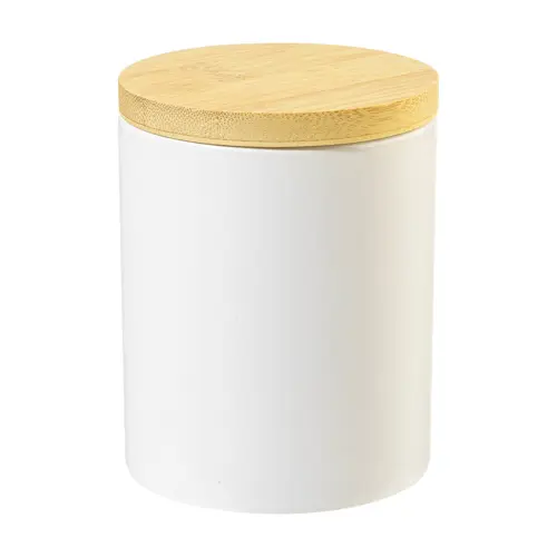Tazza in ceramica finitura opaca con tappo in bambù 370ml