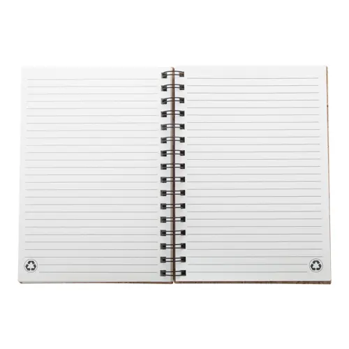 Block notes A5 a spirale in sughero con 100 fogli a righe