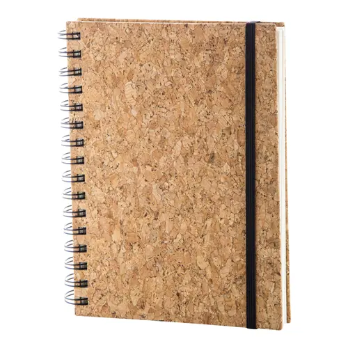 Block notes A5 a spirale in sughero con 100 fogli a righe