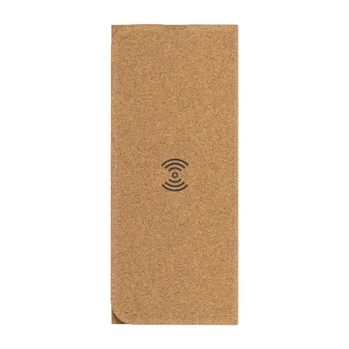 Tappetino mouse con caricatore wireless e portacellulare integrati in sughero naturale 205x265mm