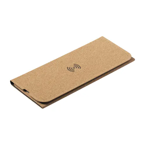 Tappetino mouse con caricatore wireless e portacellulare integrati in sughero naturale 205x265mm