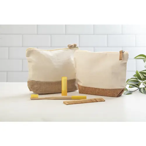 Pochette in cotone e sughero naturale con cerniera 215×160×50mm