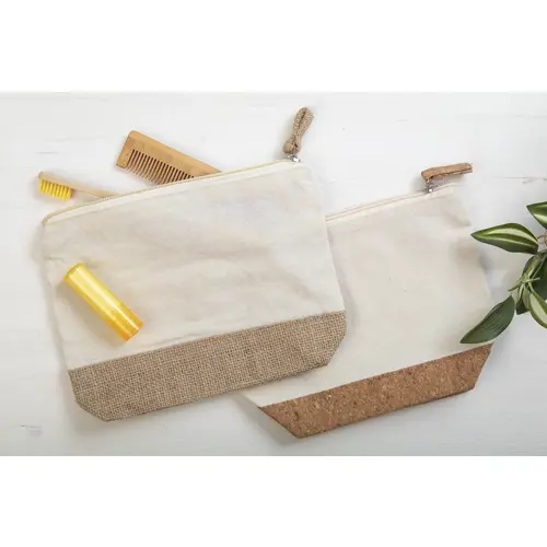 Pochette in cotone e sughero naturale con cerniera 215×160×50mm