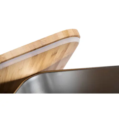 Porta pranzo in acciaio inox e coperchio in bambù con posate abbinate da 600ml