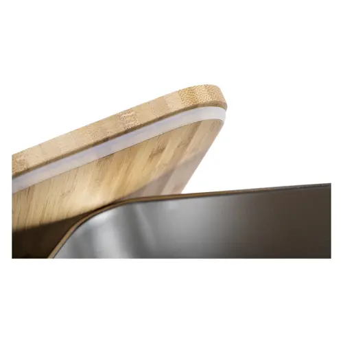 Porta pranzo in acciaio inox e coperchio in bambù con posate abbinate da 600ml